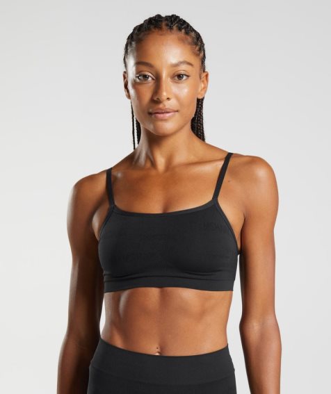 Women's Gymshark Seamless Jacquard Bralette Underwear Black | NZ 3PSFKI